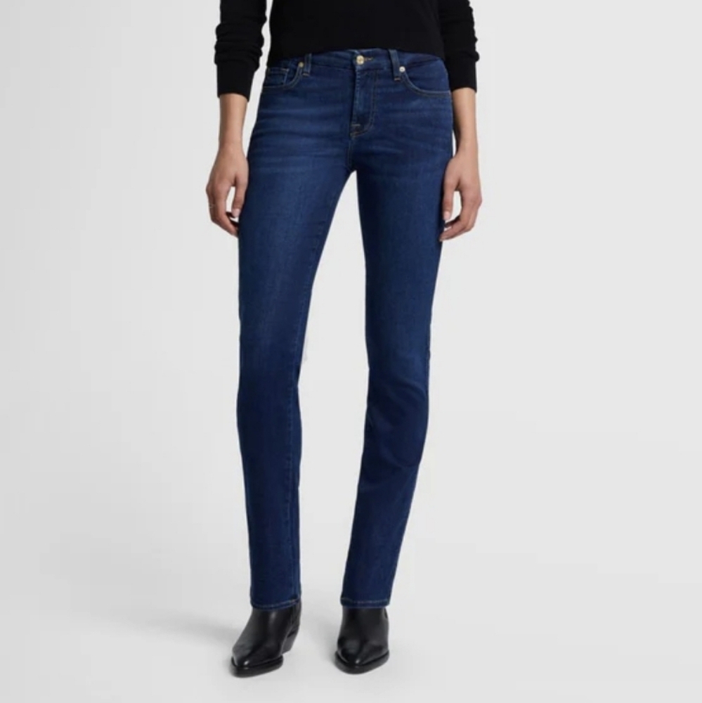 7 for all Mankind dark denim straight leg jeans 27 women's like new